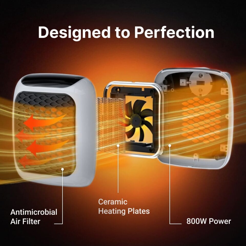 VelaWarm compact ceramic plug-in heater for fast home heating